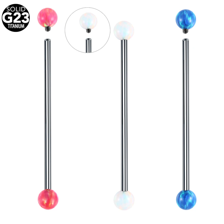 

1PC 14G G23 Titanium Opal Piercing Industrial Piercing Orelha Cartilagem Helix Piercings Industrial Barbells Bar Body Jewelry