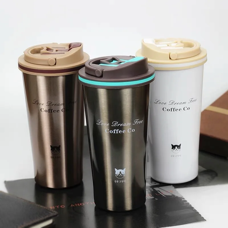 Thermos cup coffee mug with Lid handle 304 Stainless Steel vacuum