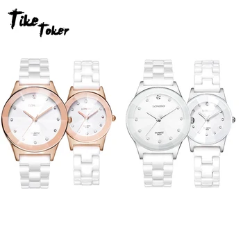 

TIke Toker,Luxury White Ceramic Water Resistant Classic Easy Read Sports Women Wrist Watch,Lady Rhinestone Wristwatch Analog