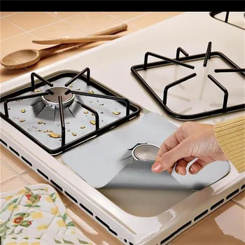 

8 pcs/lot reusable glass fiber mat easy keep clean for gas stove burner cover covers protection mat kitchen tools accessories