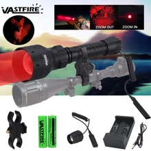 500 ярдов Красный свет оружие света 67 мм объектив Масштабируемые Фокус красный свет светодиодный охотничий фонарь с 18650 Батарея