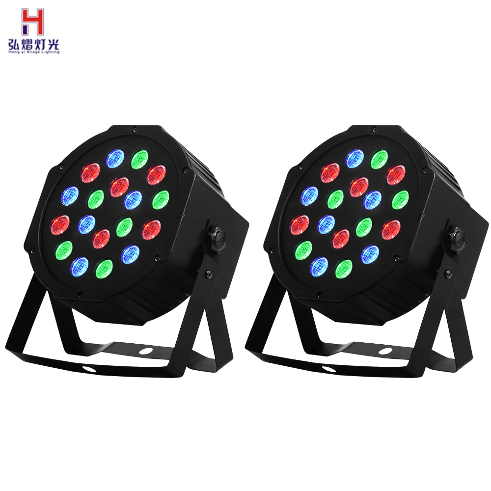 

LED Par 18x3W RGB Stage Light flat Par Light With DMX512 for disco DJ projector machine Party Decoration Stage Light(2pcs/lot)