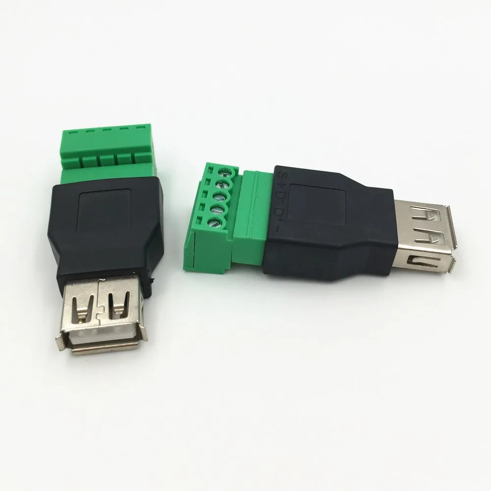 1 шт. USB 2 0 мужской/женский 5 Pin разъем с щит USB2.0 Тип К Винтовые клеммы штепсельной