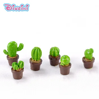 6pcs Cactus Figures Dolls House DIY Miniature 3D Plants Figurines Decoration Dollhouse Toys Children Birthday Gifts Accessories 1