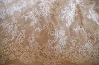 

Classical off white lace fabric, cord lace fabric, alencon lace fabric, bridal lace fabric for bridal dress on sale