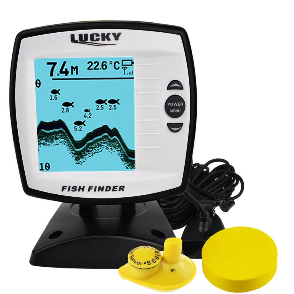 LUCKY Fishfinder Boat Use Depth Sounder Sensor Transducer 2 in 1 Fish
