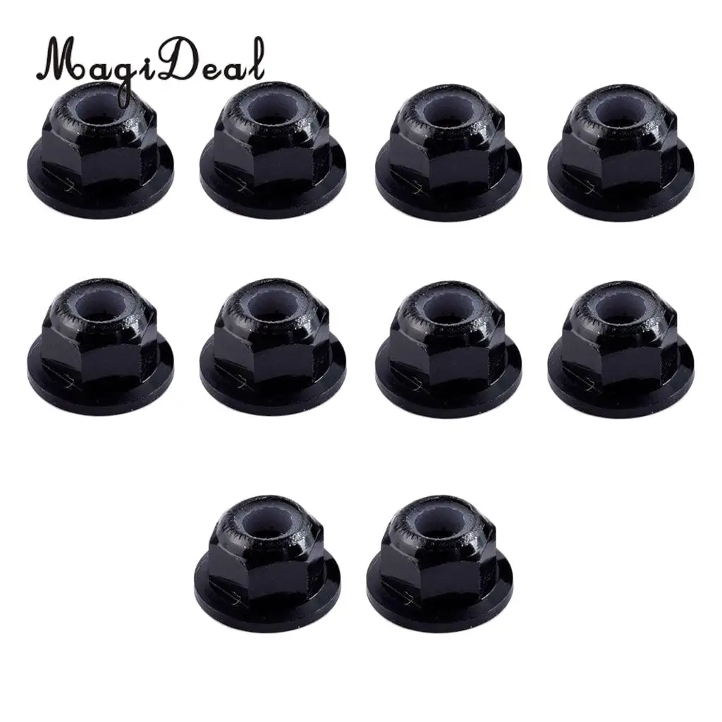 MagiDeal 10Pcs/Lot Steel M4 4mm 1/10 RC Vehicle Fastener Nuts Wheel Tires Acce for HPI HSP Hobao ZD Racing Cars Parts 5x10mm