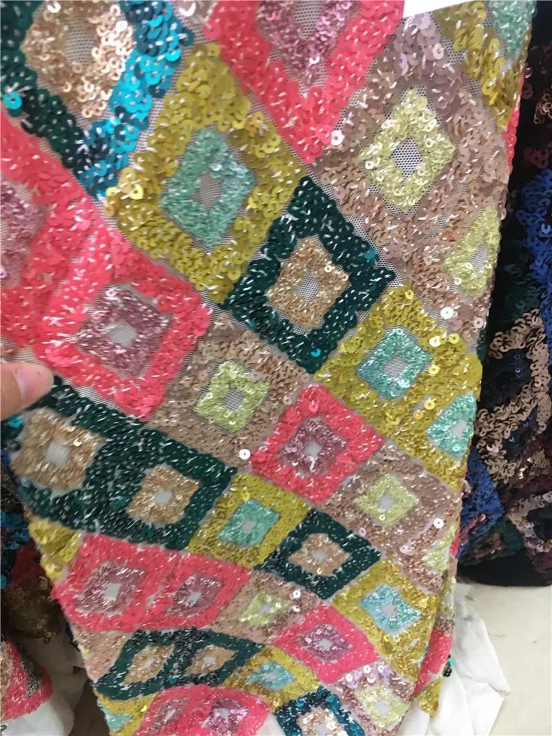

YG-689African Net Lace Fabrics 5yard French Guipure Lace Fabric High Quality Nigerian Sequins Lace Fabric For Wedding Dresses