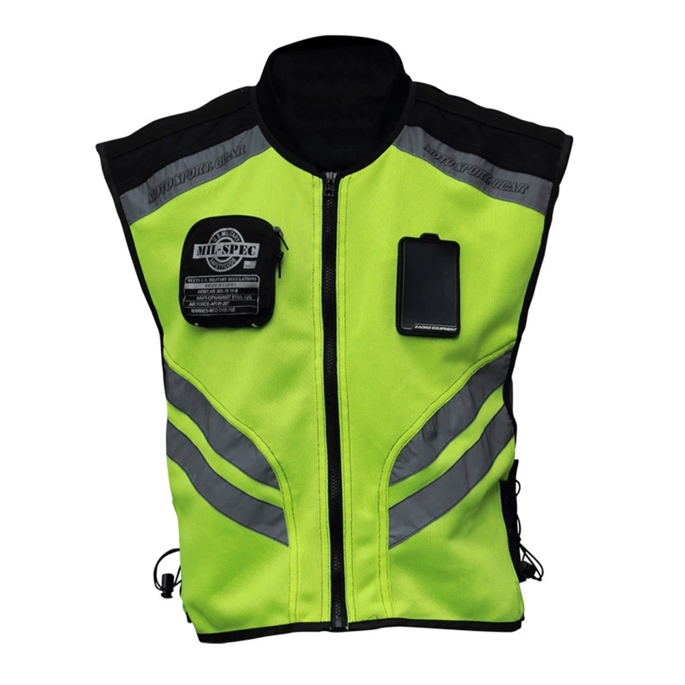 Sports Motorcycle Reflective Vest High Visibility Fluorescent Riding Safety Vest Racing Sleeveless Jacket Moto Gear(XXXL