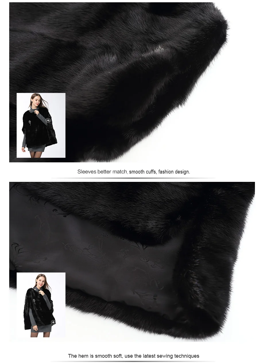 Настоящий Соболий мех Новая мода Женское пальто летучая мышь пуловер куртка осень зима короткая черная норковая шуба верхняя одежда пальто