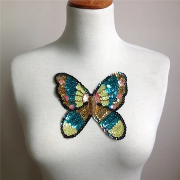 

6pc Sequin Beaded Butterfly Patch Large Applique Sew On Patches For Clothing Embroidered Parches Bordados Ropa Accessorie AC0841