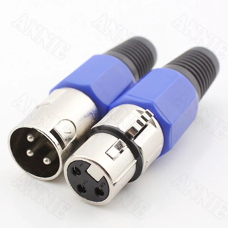 5pairs/lot Swiss Blue 3 Pin XLR Socket/ Microphone Plug/ Karaoke