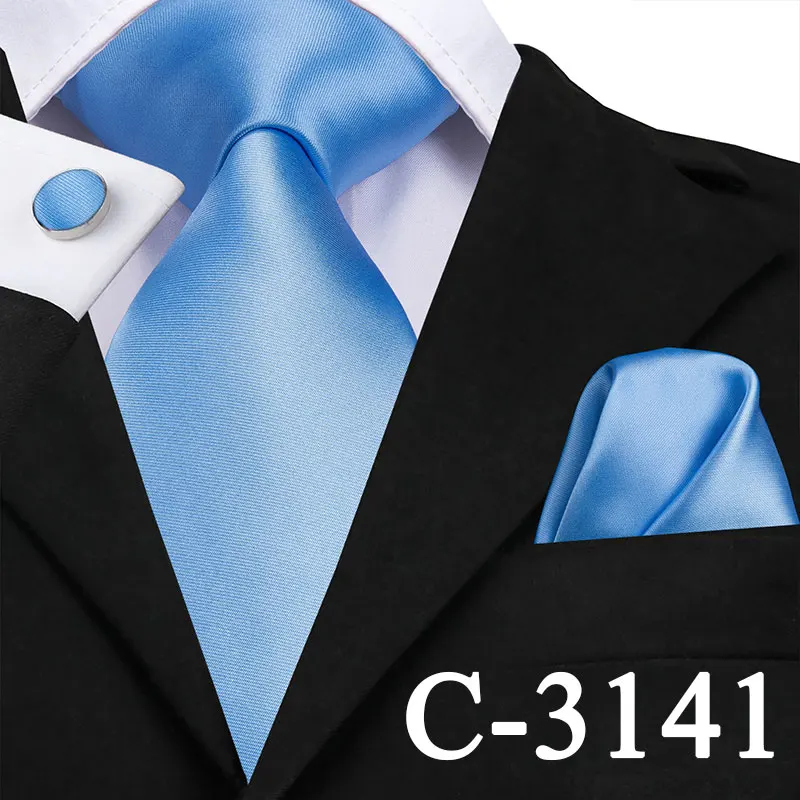 20 Цвета золото Одноцветный галстук 8,5 см Шелковый плетеный Для мужчин галстук плотная синий и красный цвета галстук набор запонок Классические Вечерние Свадебные платок галстук - Цвет: C-3141