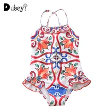 Купальники для девочек, цельная винтажная одежда для малышей, купальник для девочек, купальный костюм для малышей, милый Цельный купальник с цветами