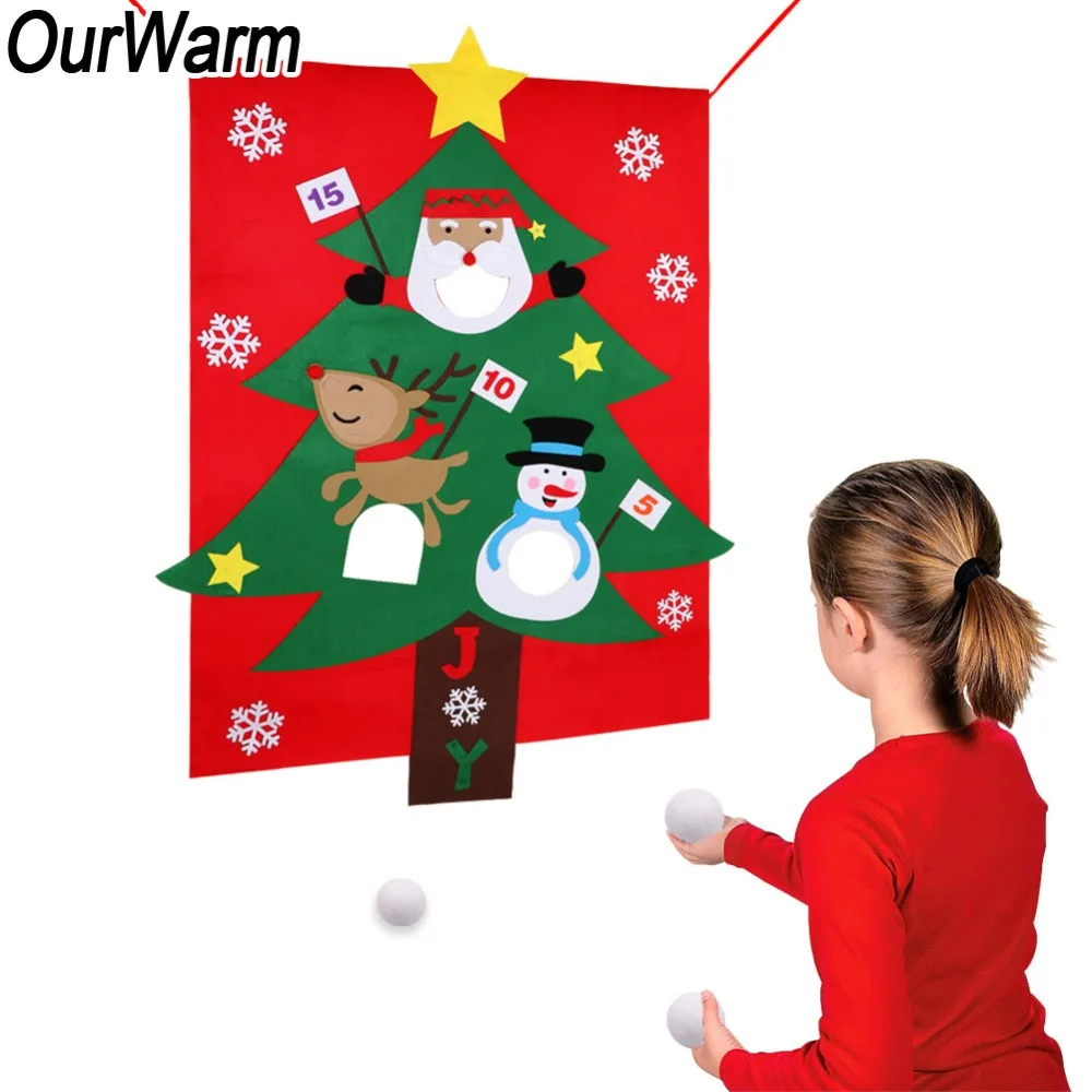 

OurWarm DIY Felt Christmas Tree Bean Bag Toss Game Christmas Gifts Tree Hanging Toss Game Indoor Outdoor Game for Kids
