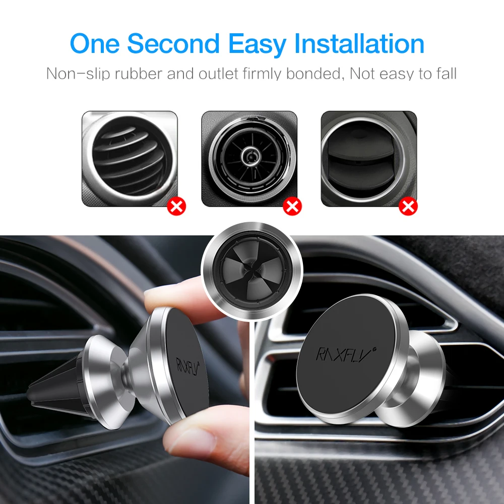 RAXFLY 360 Магнитная автомобильный держатель телефона для iPhone samsung Автомобиль Air Vent