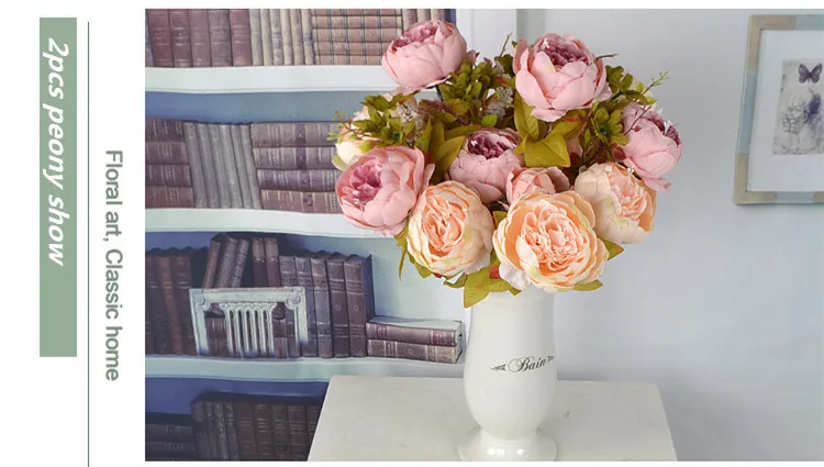 Flone European Artificial Peony Flower Bouquet Simulation Silk Flower Fake Peony Wedding Home Party Decor Arrangement Floral (18)