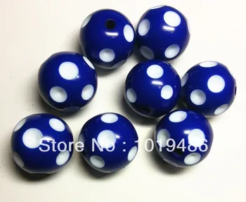 

(choose size) 12mm/14mm/16mm/20mm Royal blue Color Acrylic Polka Dot Beads for Chunky Necklace Jewelry