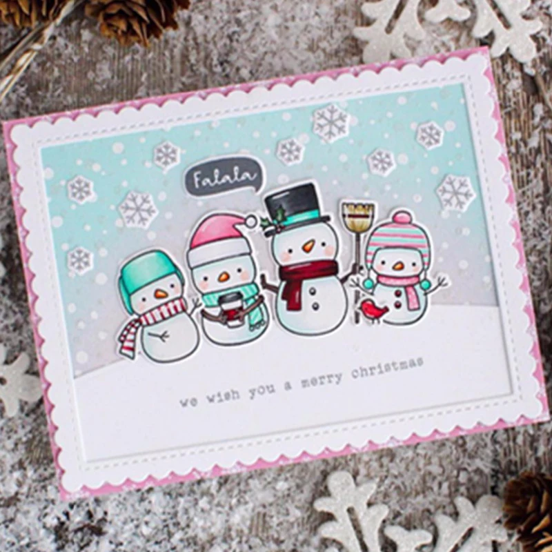

ZhuoAng Christmas penguin Cutting Dies and Clear Stamp Set for DIY Scrapbooking Photo Album Decoretive Embossing Stencial