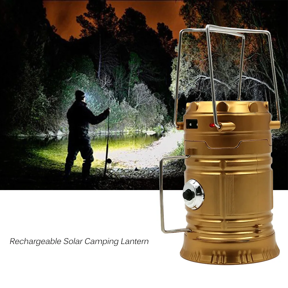 Portable Solar Camping Light Collapsible Camping Lantern Hand Torch
