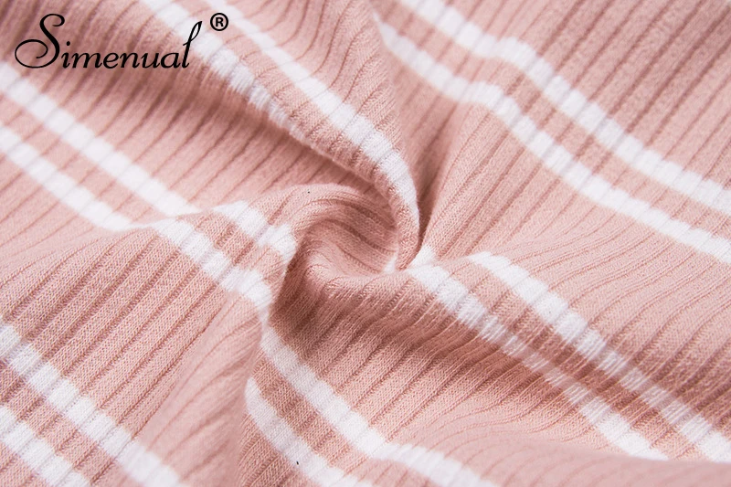 Simenual Backless lace up bodysuit women striped off shoulder bodysuits slim sexy hot long sleeve pink jumpsuits autumn rompers Simenual Backless lace up bodysuit women striped off shoulder bodysuits slim sexy hot long sleeve pink jumpsuits autumn rompers