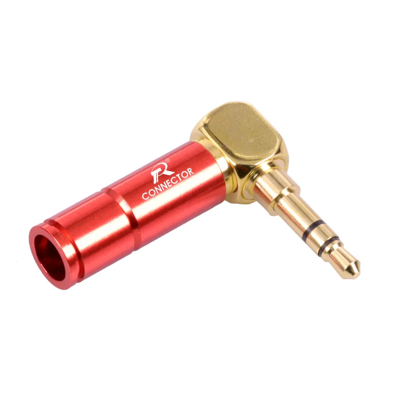 100pcs lot Right Angle 3 5mm Connector Stereo 3 Poles 3 5mm Male Plug 90 Degree Gold Plated 6mm Cable Connector Headphone Jack