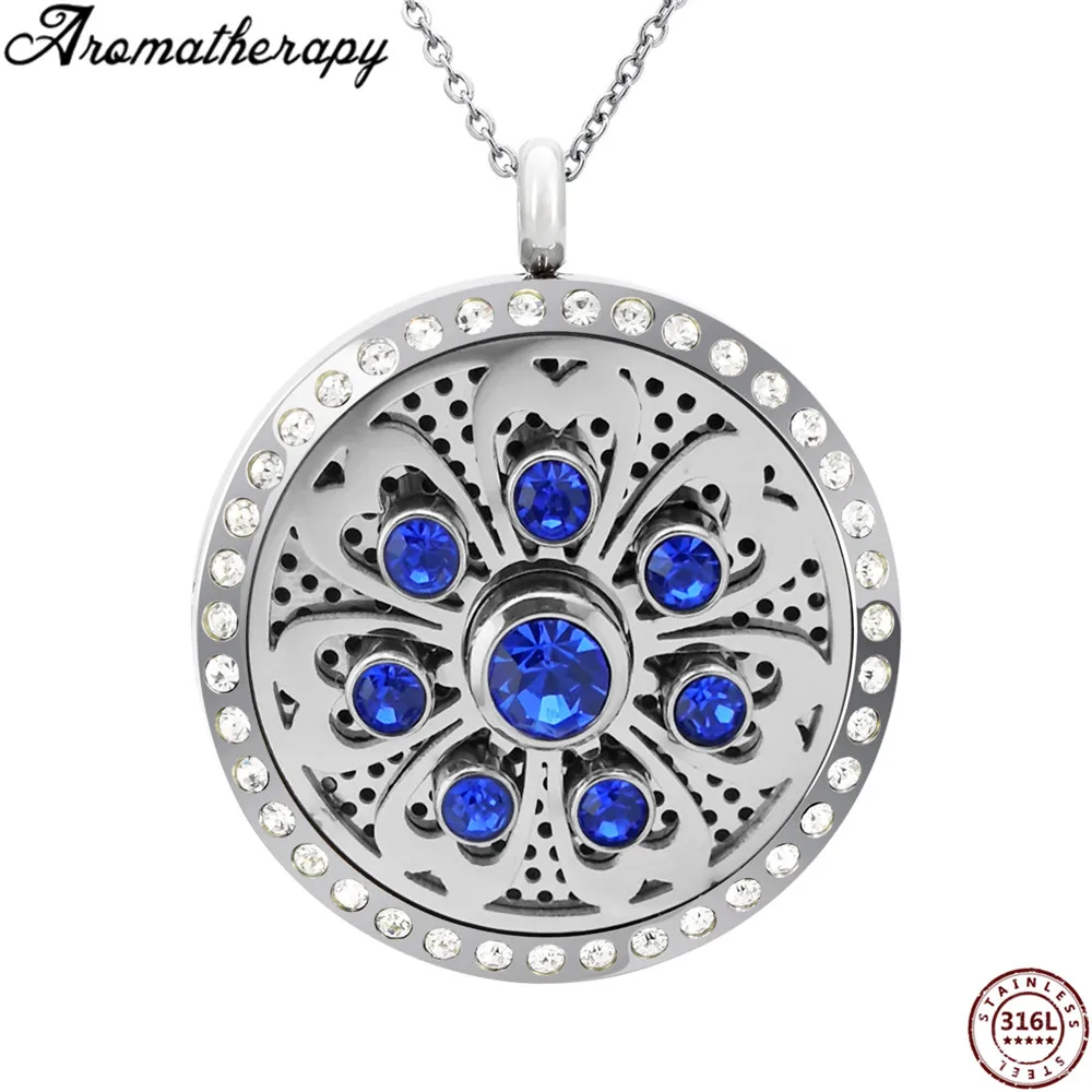 

38MM Zircon Necklace pendant Aromatherapy Necklace Essential Oil Diffuser Locket Necklace Pendant Link Chain Gift For Girls Boys