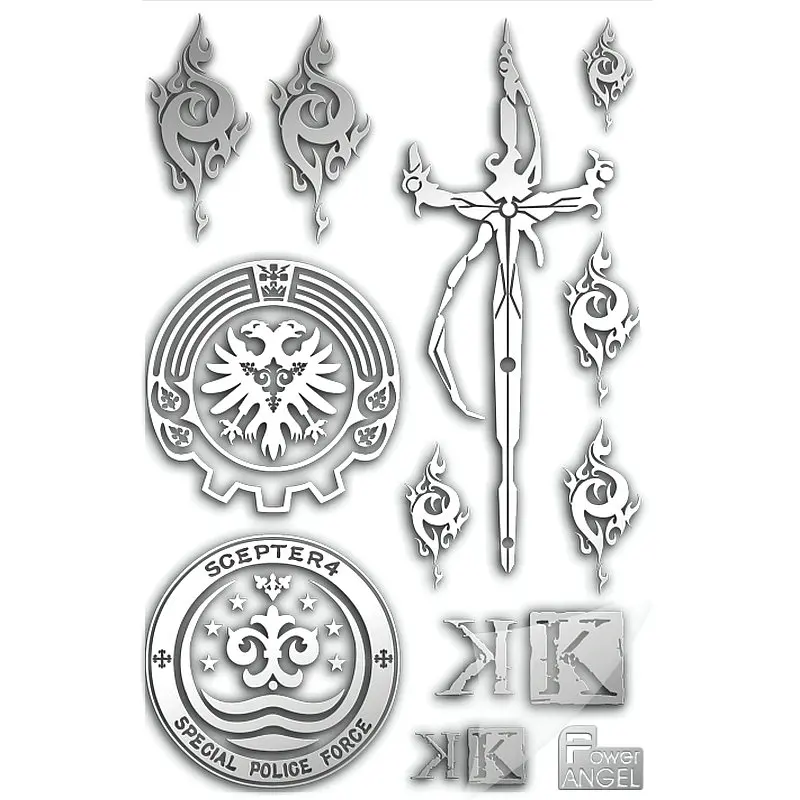 

11pcs/set Mobile Phone Laptop DIY Metal Sticker Anime K Missing Kings Cartoon Sticker Car Waterproof Decal Toy Stickers