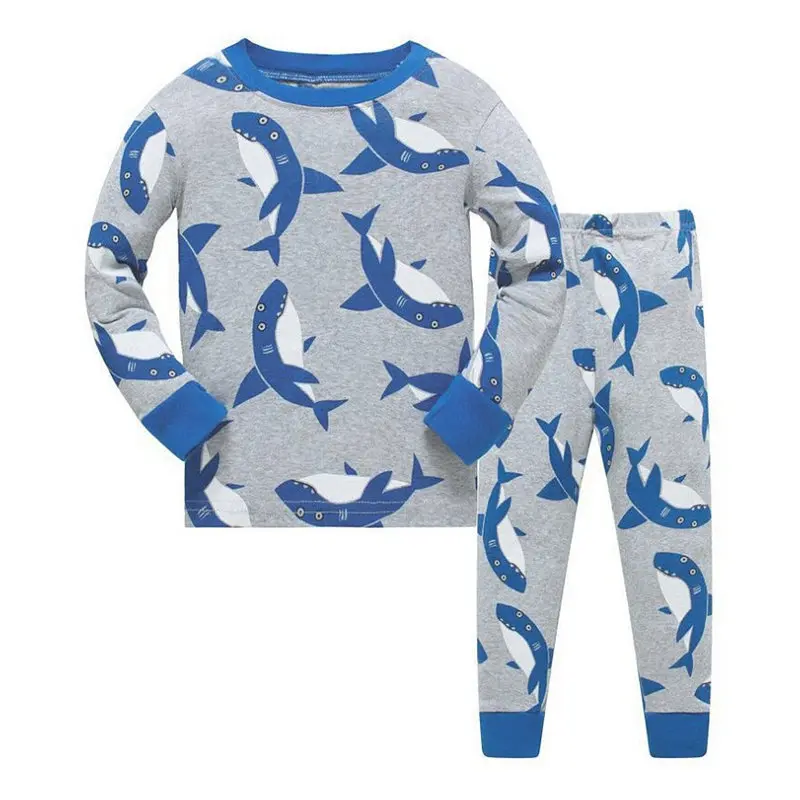 1SET 8R 104, Sharks, Children boys pajamas sets, long sleeve sleepwear