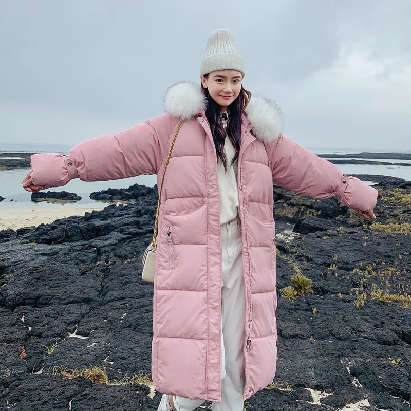 KUYOMENS Women Winter Coat With Fur Hood Female Outwear Long Jacket Thick Cotton Fleece Warm Parka