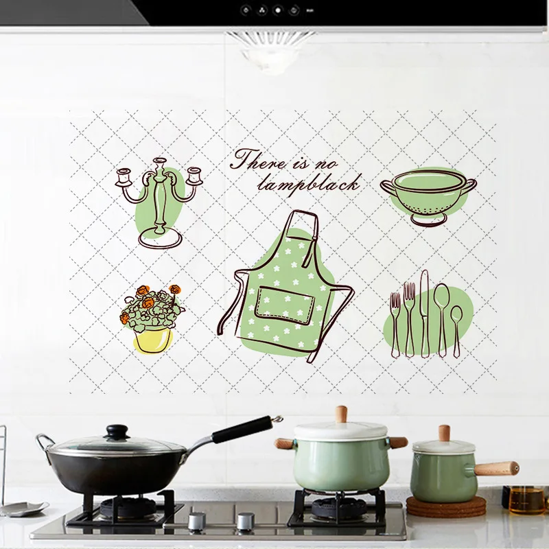 Kitchenware 60*90cm Flower Glasses Oil Proof Kitchen WALL Stickers Wall Sticker Vinyl Decor Decal Decoration Aluminum Foil paper