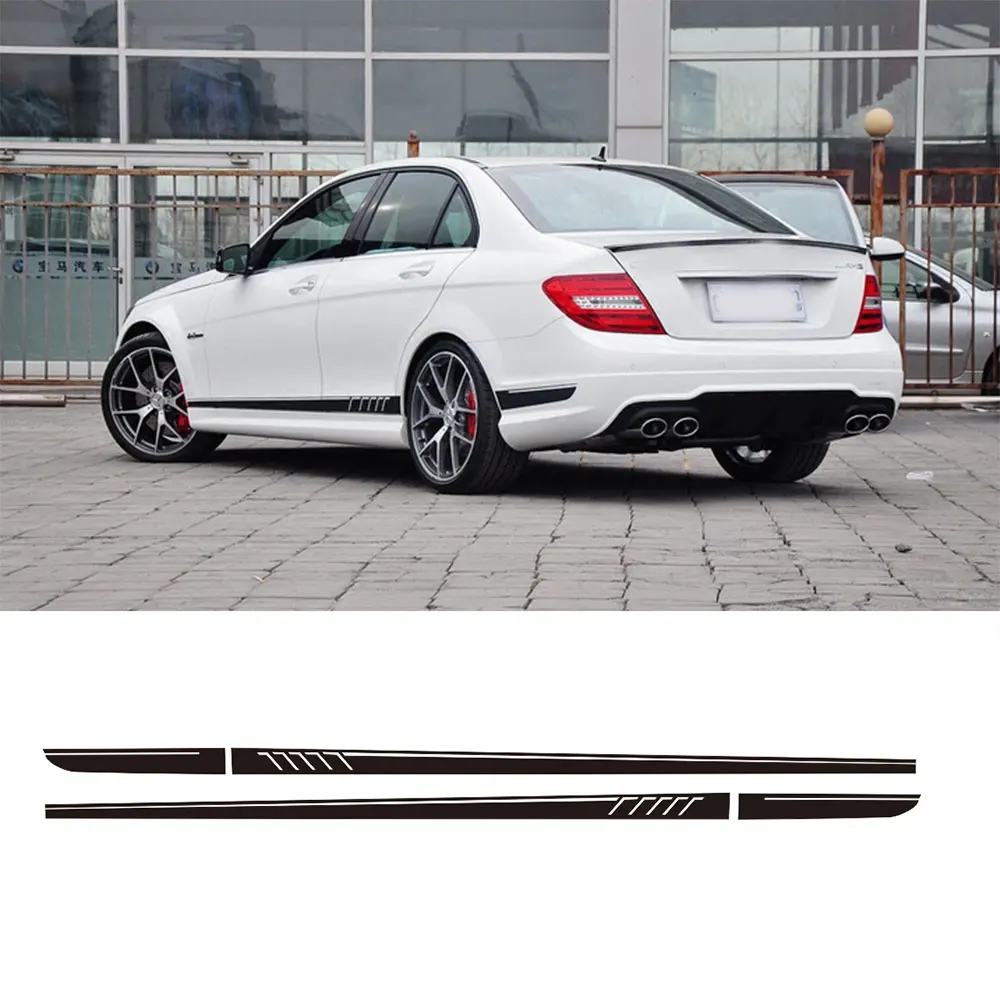 2 шт. AMG Edition C63 507 боковые полоски для юбки наклейки для Mercedes Benz C Class W204 матовый черный