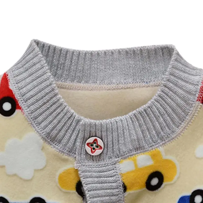 Вязаный кардиган, пальто для маленьких мальчиков и девочек, теплый свитер с рисунком автомобиля, весенне-осенняя кашемировая вязаная одежда