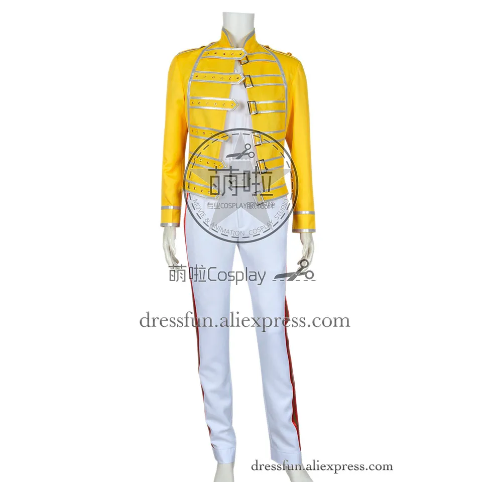 Queen Band Cosplay Lead Vocals Freddie Mercury Costume Wembley Stadium Jacket Top Uniform
