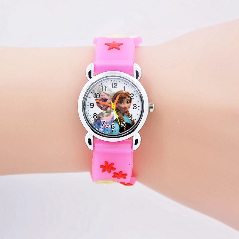 Модные детские часы с 3D рисунком, детские часы с Эльзой и Анной для девочек и мальчиков, повседневные кварцевые наручные часы Relogio
