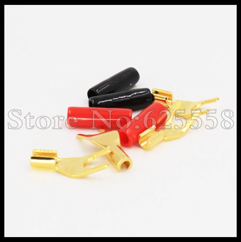 12pcs High Quality Gold Plated Spade Plug Speaker Cable Spade Connector