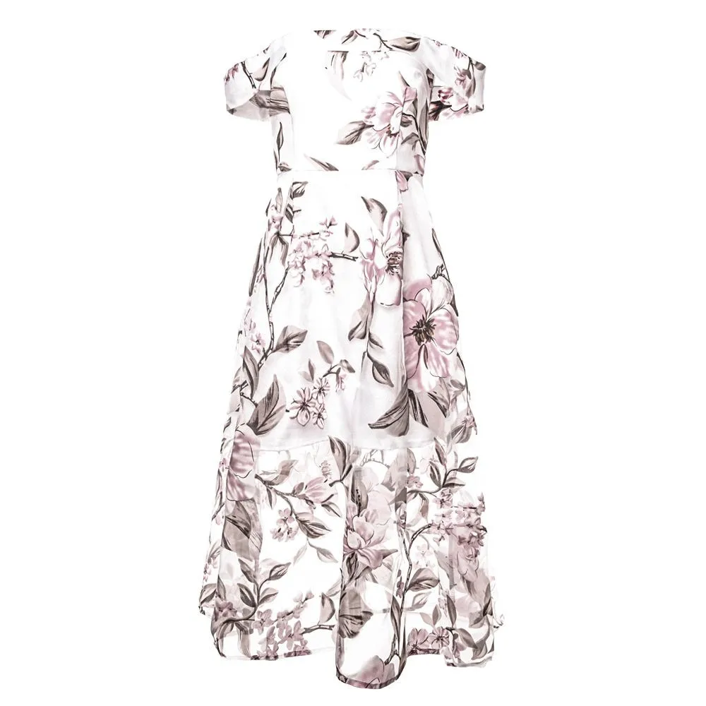 Бохо платье, женское летнее платье с открытыми плечами, винтажное шифоновое платье с цветочным принтом, vestidos de festa D0335