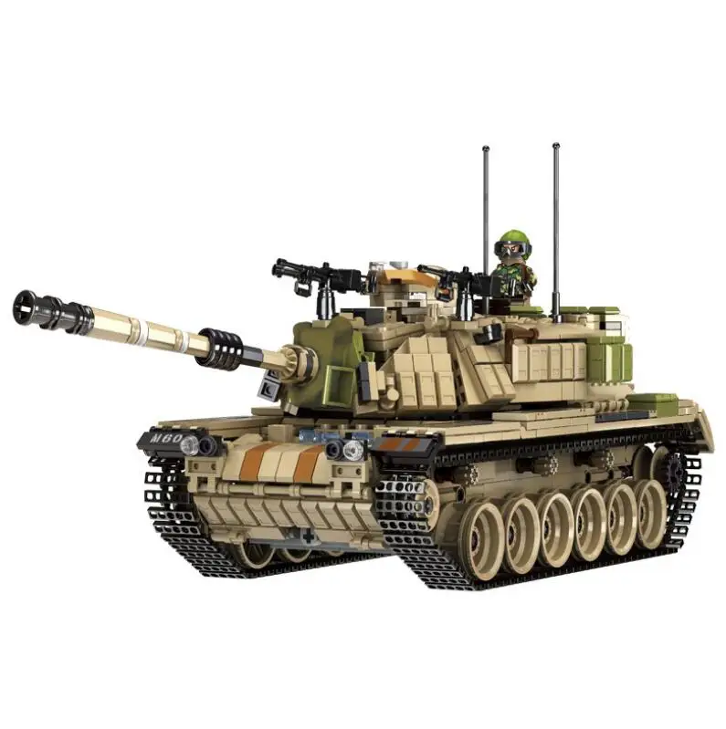 

New 632004 Military Technic Series the M60 Patton Main Battle Tank model Building Blocks Classic Armored weapons toys