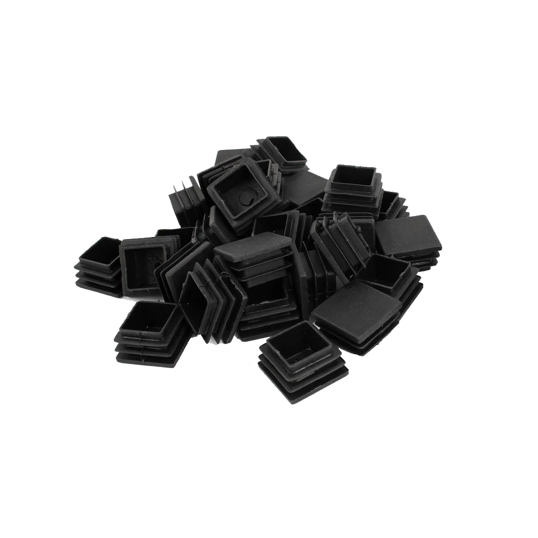 Durable Plastic Square Tube Inserts End Blanking Table leg Caps Chair Floor Feet Cap Protector 30mm x 30mm 30 Pcs Black