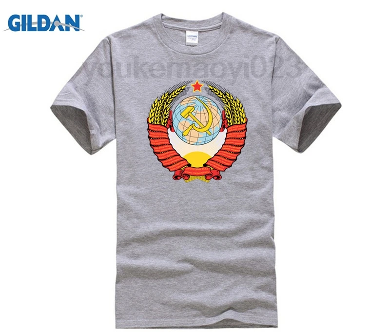 

GILDAN Emblem ussr cccp T-shirt male short-sleeve lycra cotton top new arrival Fashion Brand t shirt