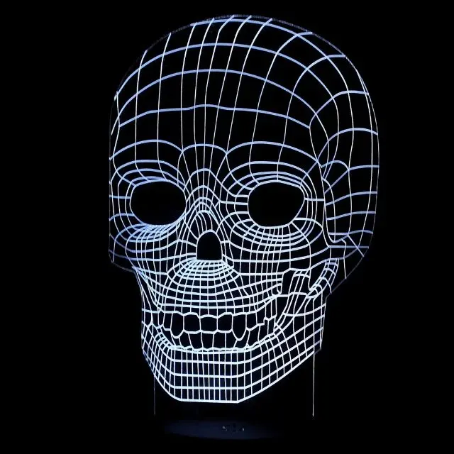 Удивительный 3D иллюзионный светильник, светодиодный настольный светильник с черепом, Ночной светильник, 7 разных цветов, регулируемый(череп), подарок для детей на Хэллоуин, год