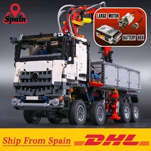 Испания DHL 20005 техника серии Arocs грузовик модель строительные блоки кирпичи классический совместимый 42043 грузовик для детей игрушки