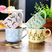 Керамические кофейные чашки с милым животным жирафом, креативные керамические чашки