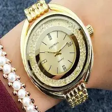 2017 Nuevo Lujo Famosa Marca Vestido de Las Mujeres Relojes de Acero Reloj de Cuarzo Relogio Feminino Relojes de Oro para Mujer Reloj Casual