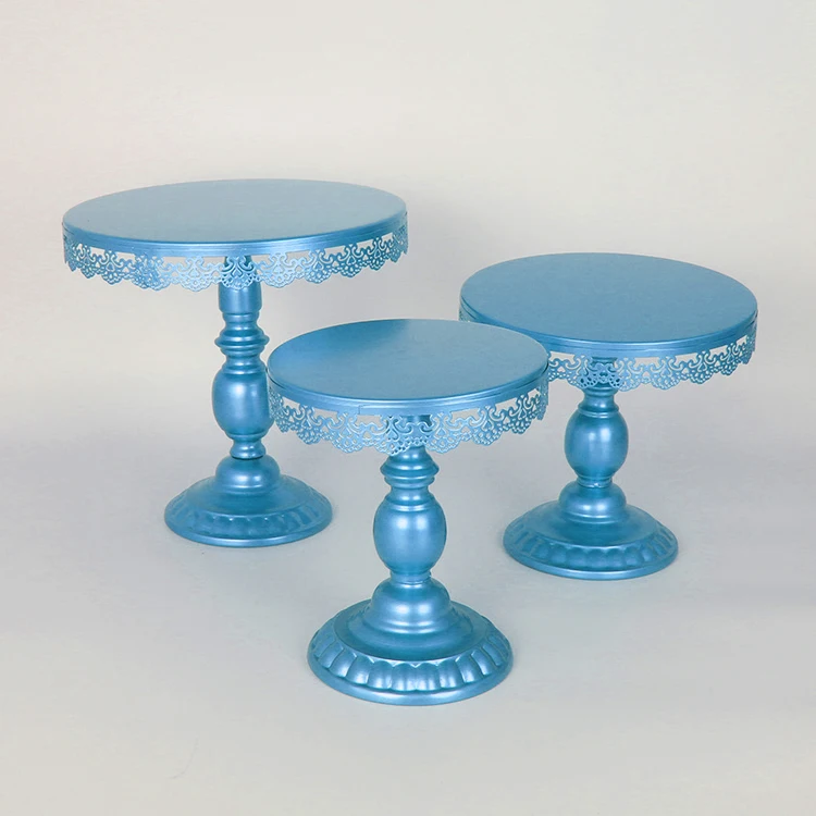 3pcs light blue 3 шт серебряной формы для выпечки Кристалл Свадебный стенд для десерта - Цвет: 3pcs light blue