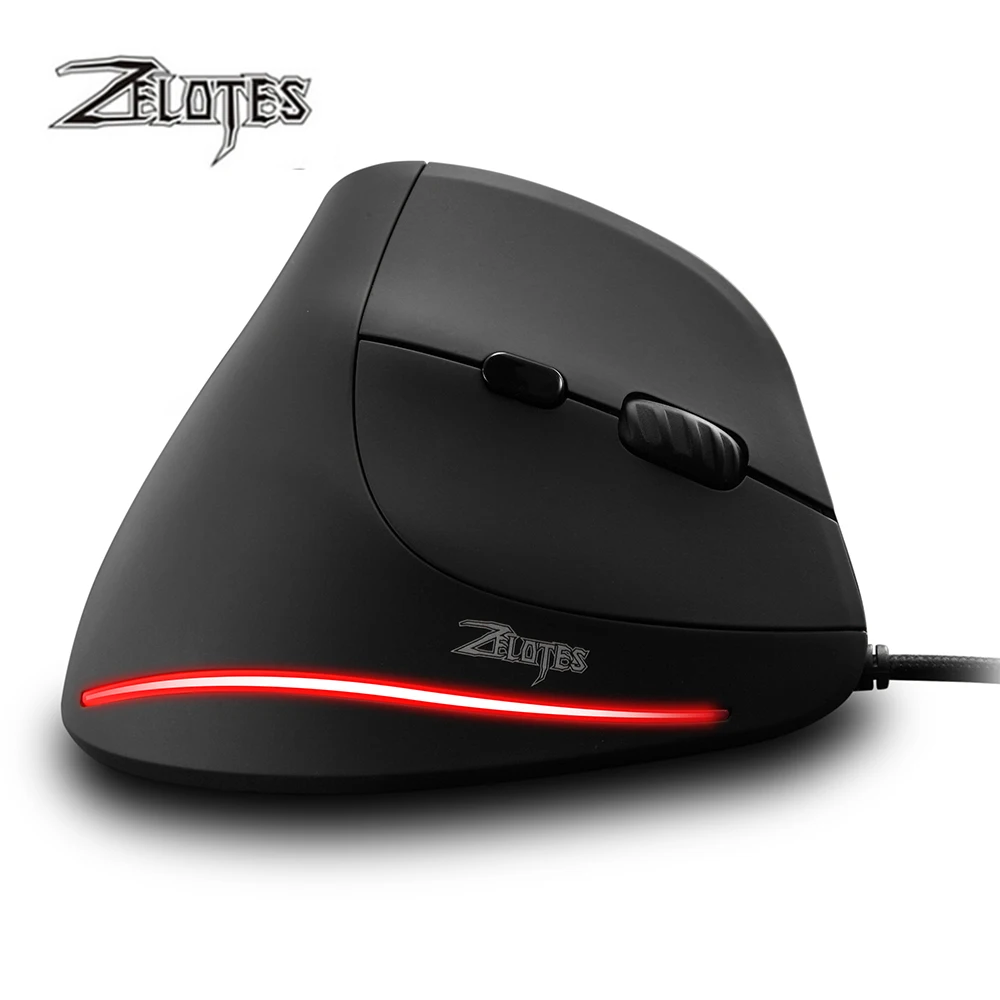 Игровая Вертикальная проводная мышь ZELOTES программируемая USB 6 кнопок оптические