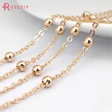 1 метр ширина 1,6 мм 24K цвет шампанского позолоченные латунные шарики Плоские Овальные Цепочки цепочки ожерелье цепочки, аксессуары