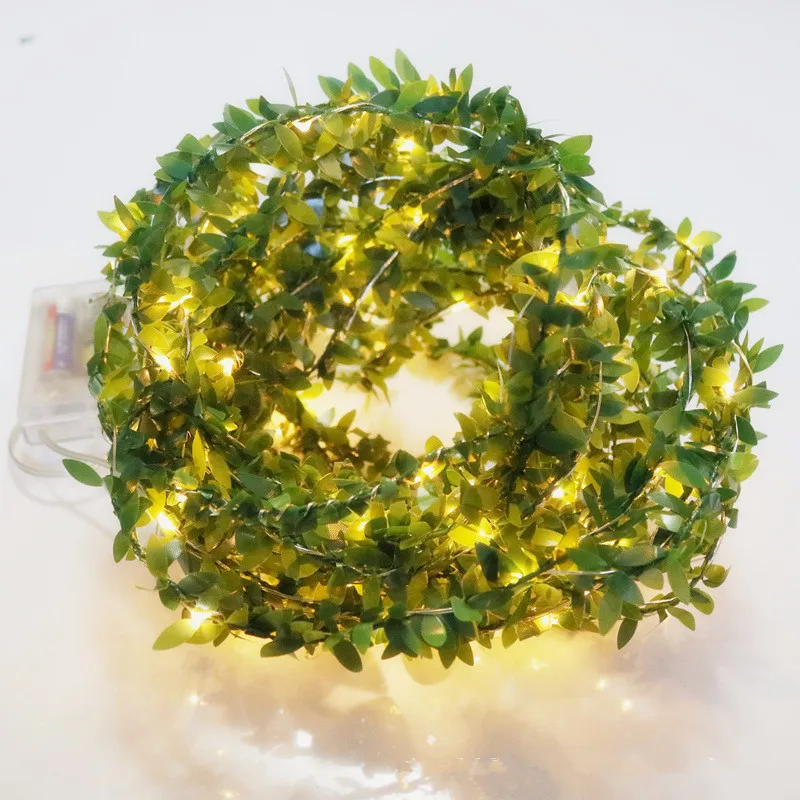 

LED leaf wicker garland battery silver copper fairy string lights for christmas wedding rustic decor party event 3m 2m 4 5m