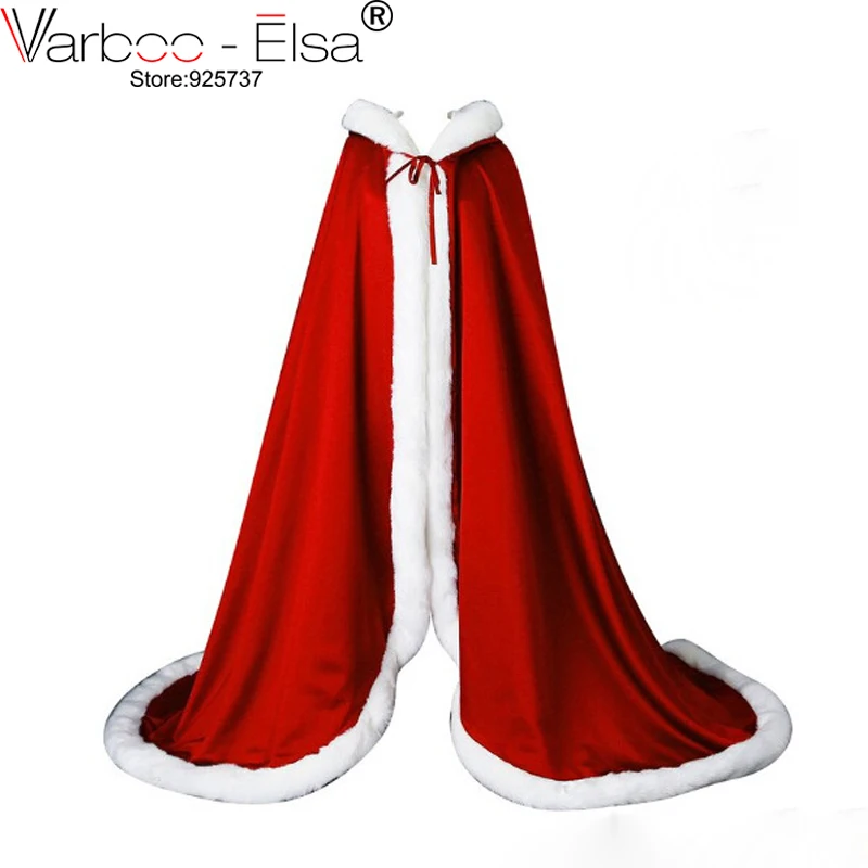 13 Colors Long Lady White Ivory Wedding Cloaks Faux Fur Trim Winter Bridal Cape Stunning Wedding Cape Hooded Party Wraps Jacket