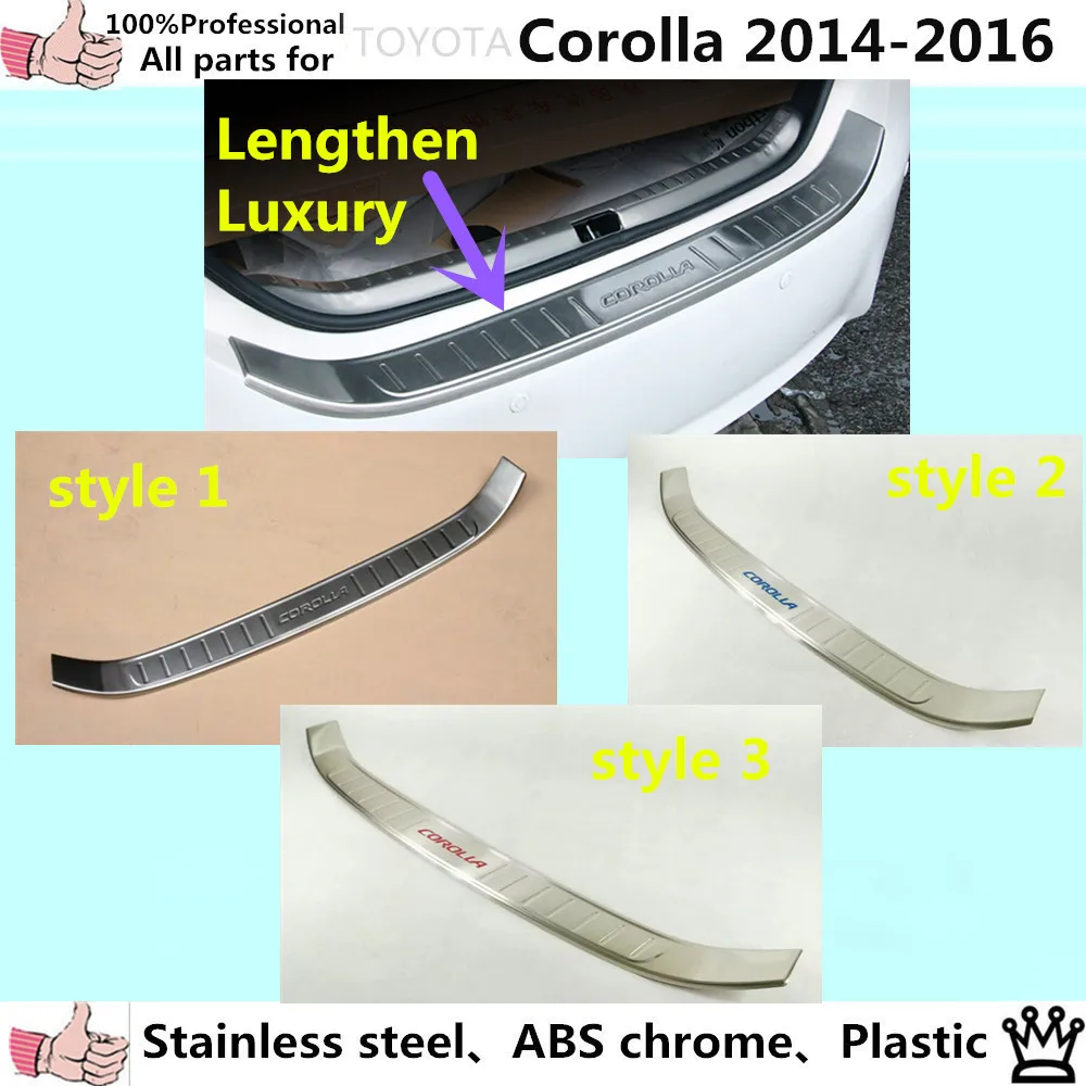 Car body external Rear Bumper trim Stainless Steel Scuff Sill trunk plate pedal 1pcs for T0Y0TA Corolla Altis 2014 2015 2016